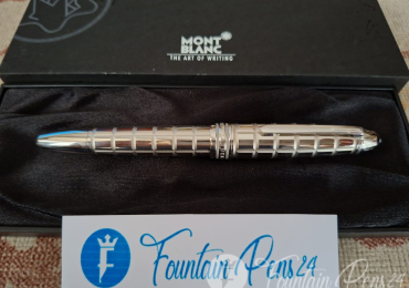 Montblanc Solitaire Platinum Plated Facet No 146 Le Grand Fountain Pen Estilográfica