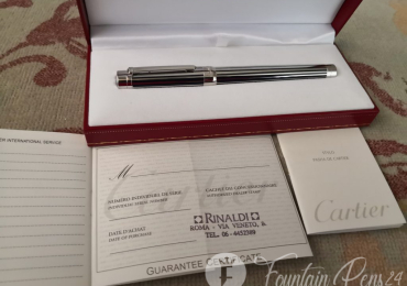 CARTIER PASHA PLATINUM BARCODE FULL BLUE LACQUER PLATED FOUNTAIN PEN Estilográfica